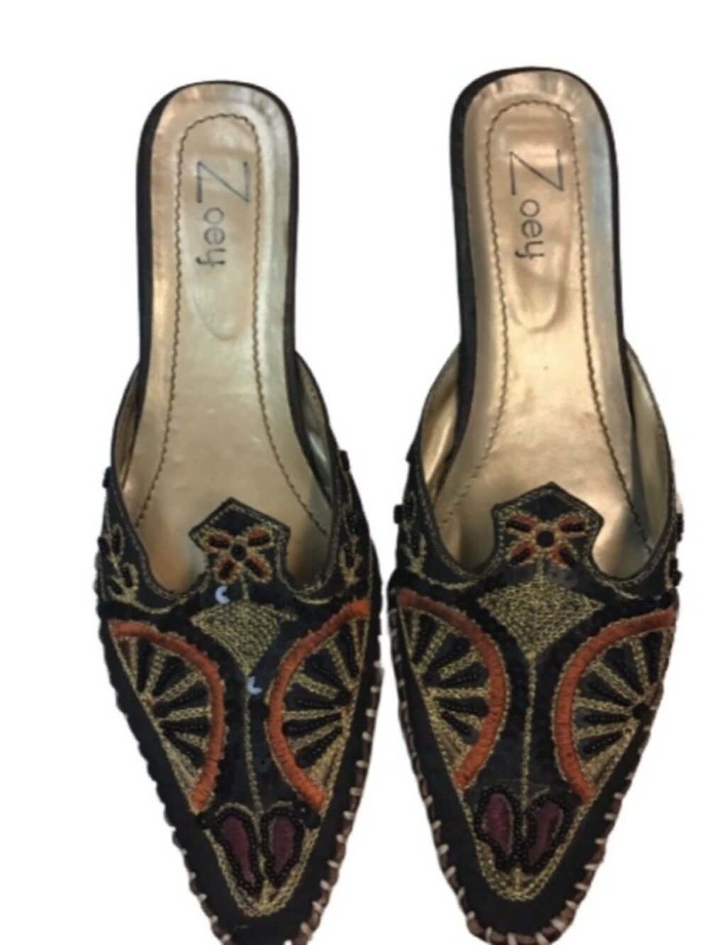 Vintage Embroidered Pointed Mule